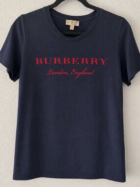 Authentic BURBERRY London, England Navy Blue Logo T-Shirt Size M